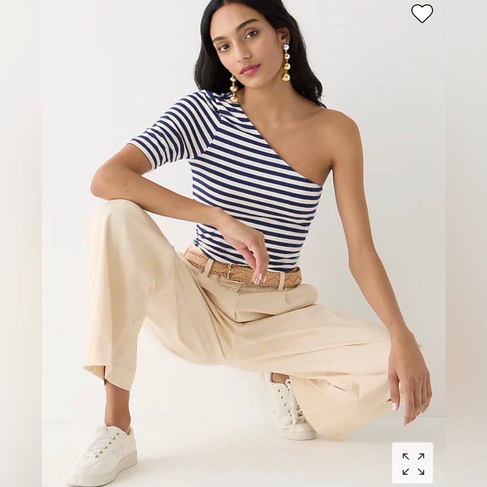 J. Crew NWT FormKnit Striped One-Shoulder Elbow-Sleeve T-shirt‎